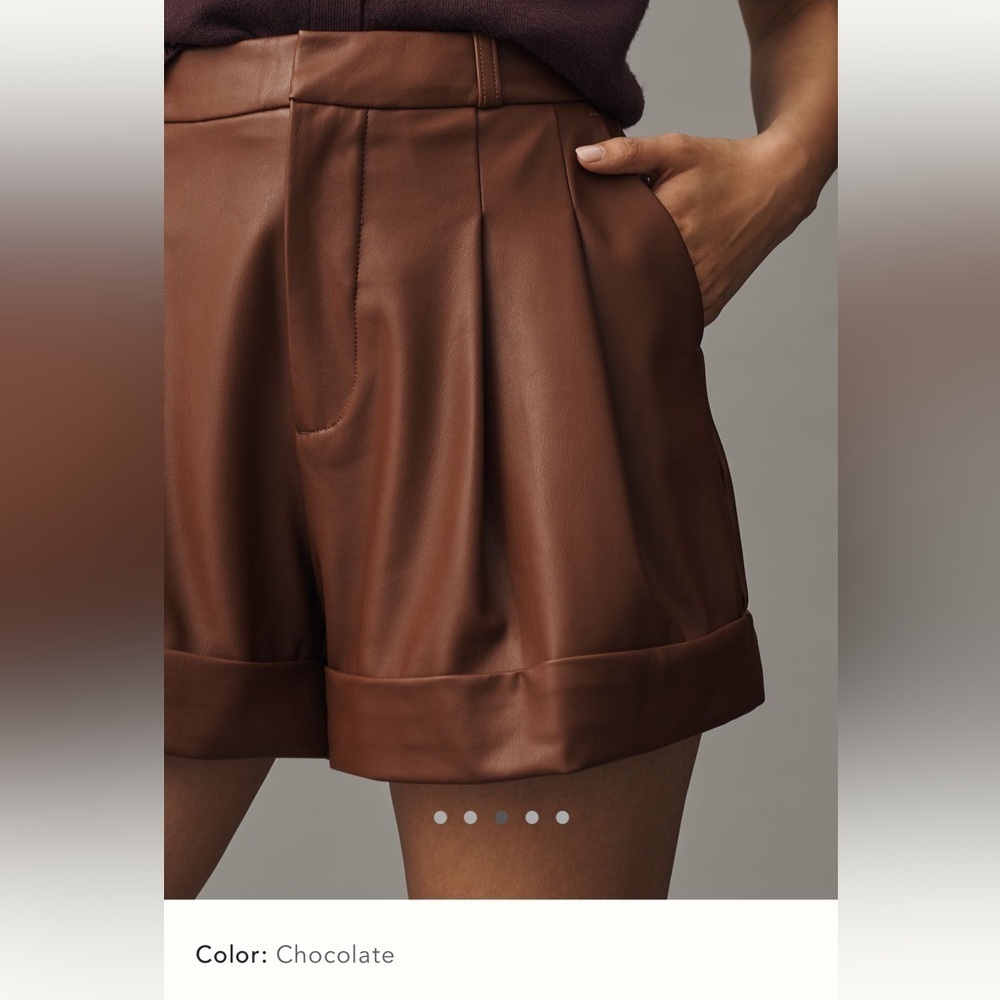 NWT new 12 Anthropologie Maeve faux leather cuffed shorts chocolate brown - Picture 9 of 15